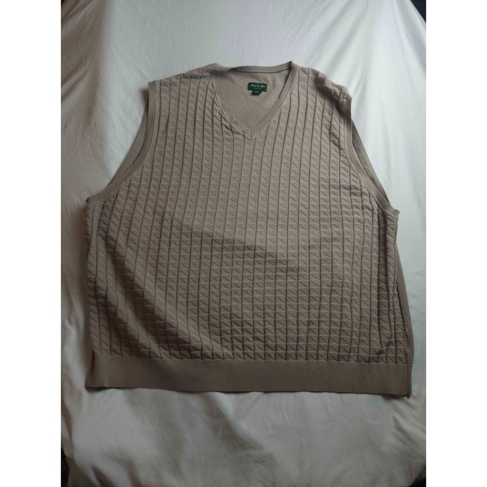David Taylor Collection V Neck Sweater Vest Mens 4XL Beige Knit Golf Outdoor